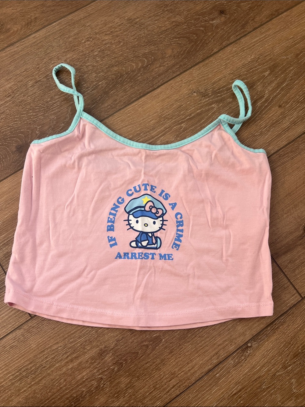 Hello Kitty Pink Graphic Tank Top with Mint Trim